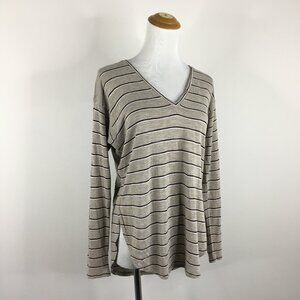 MADEWELL Relaxed Fit Beige Oatmeal Brown White Dolman Sleeve Striped Shirt